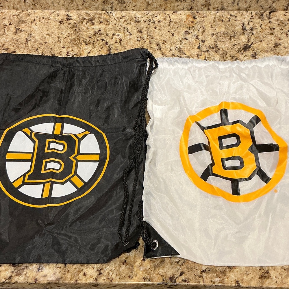 Boston Bruins 1 Black and 1 White Drawstring Bags with Logo